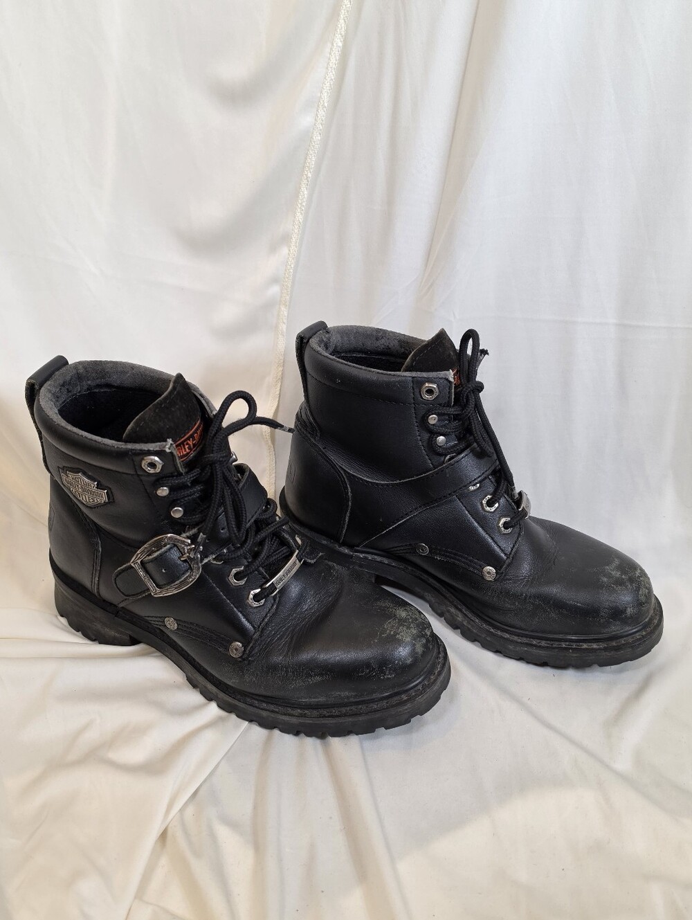 Harley Davidson Womens Faded Glory Black Leather Motorcycle Boots 81024 Size 6.5